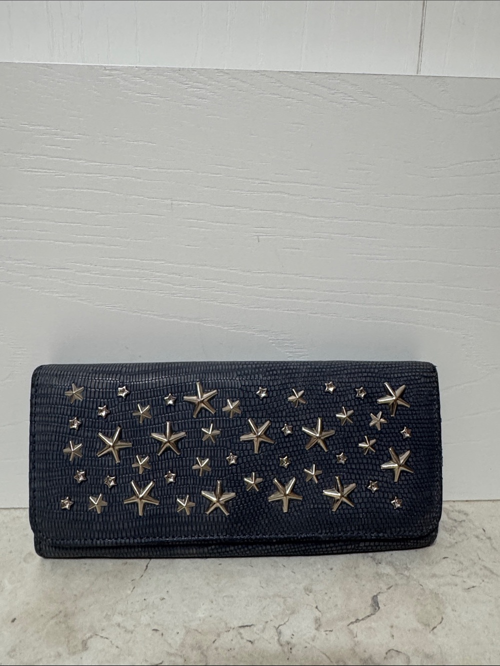 Jimmy Choo Star-Embellished Black Women's long Wallet